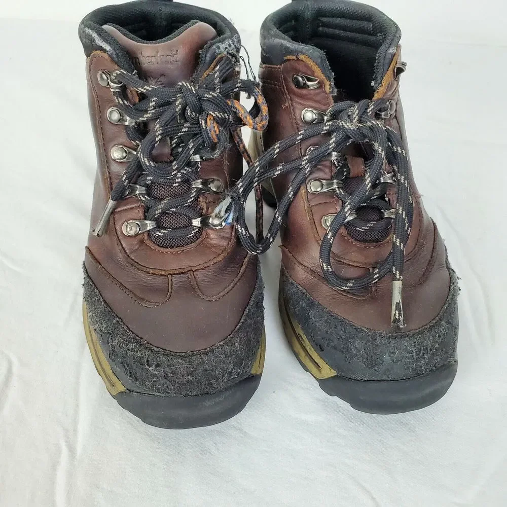 Timberland Boys‎ Pawtuckaway Brown Leather Waterproof Hiking Boots Size 1.5